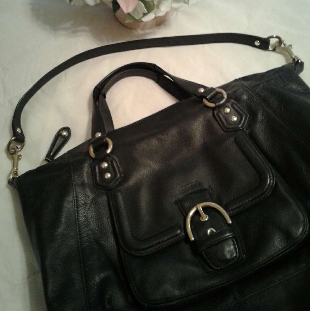 🌺 Vintage Black Coach Leather Caryall Bag - Mint Condition - Picture 6 of 7